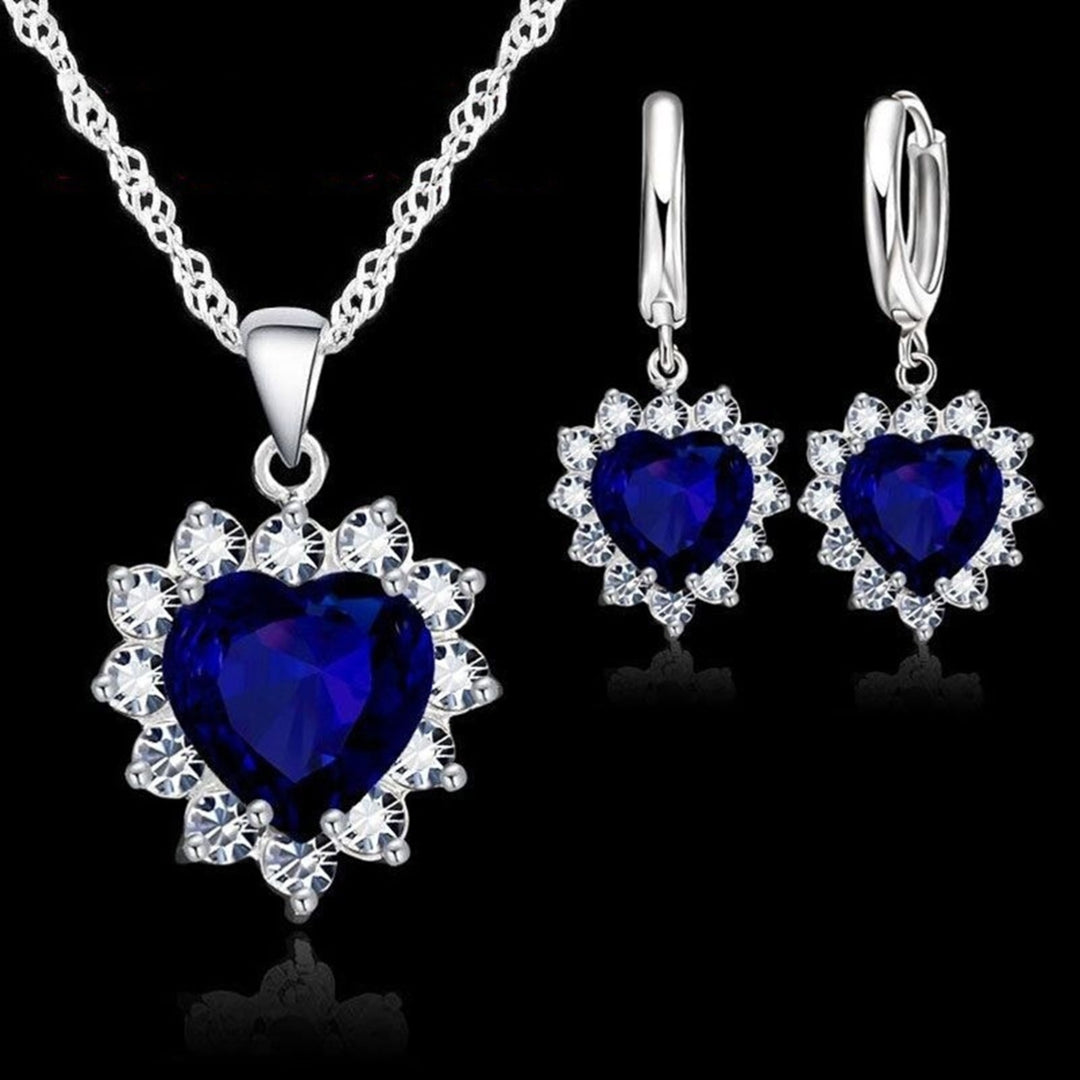 1 Set Exquisite Heart Shape Women Necklace Stylish Modern Style Alloy Dangle Earring for Girls Image 11