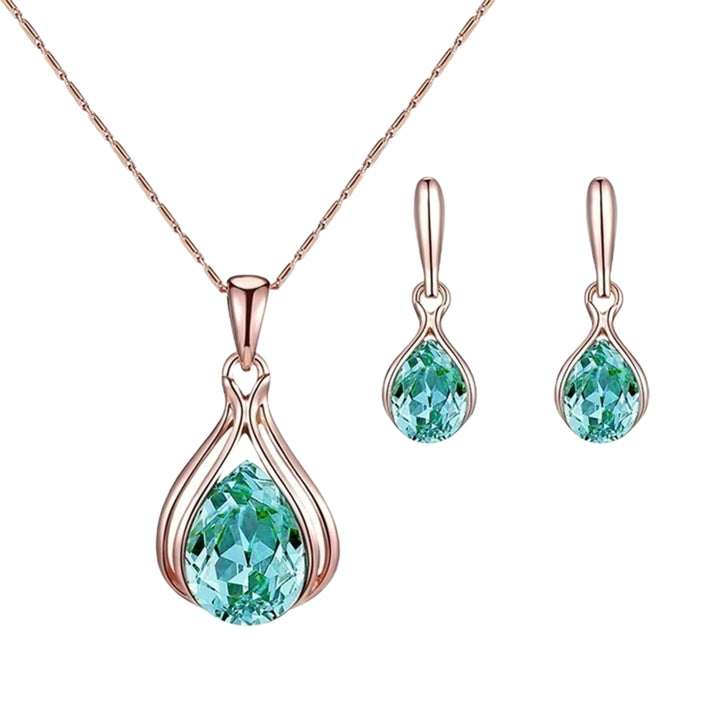 1 Set Bridal Necklace Earrings Geometric Rhinestone Jewelry Lightweight Shiny Jewelry Set for Wedding Image 10