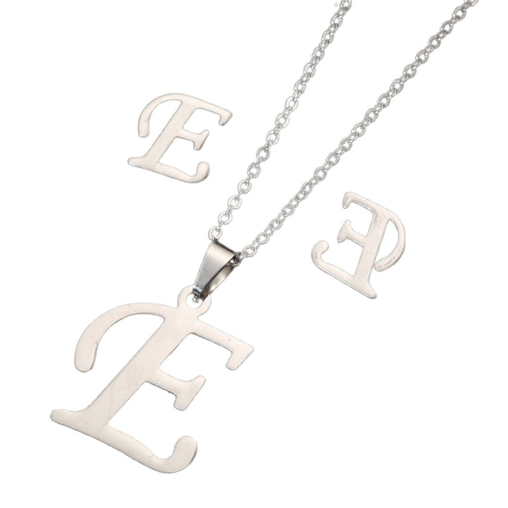 26 Letter Necklaces Anti-allergic Fade-less Personalized Gift Alphabet Pendant Choker Earrings Combo for Girl Image 1