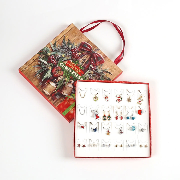 1 Set Jewelry Advent Calendar Christmas Tree Elk Pendant Decoration Girls Christmas Element All Match Necklace Earrings Image 6