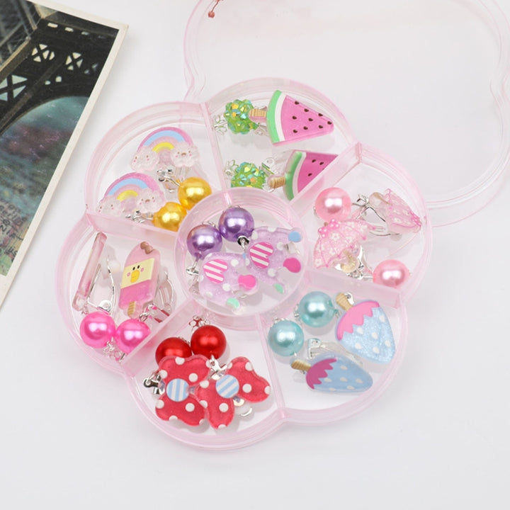 7 Pairs Creative Clip Earrings No Pierced Ears Convenient to Wear Lightweight Cartoon Ear Clip Set for Girls Image 6