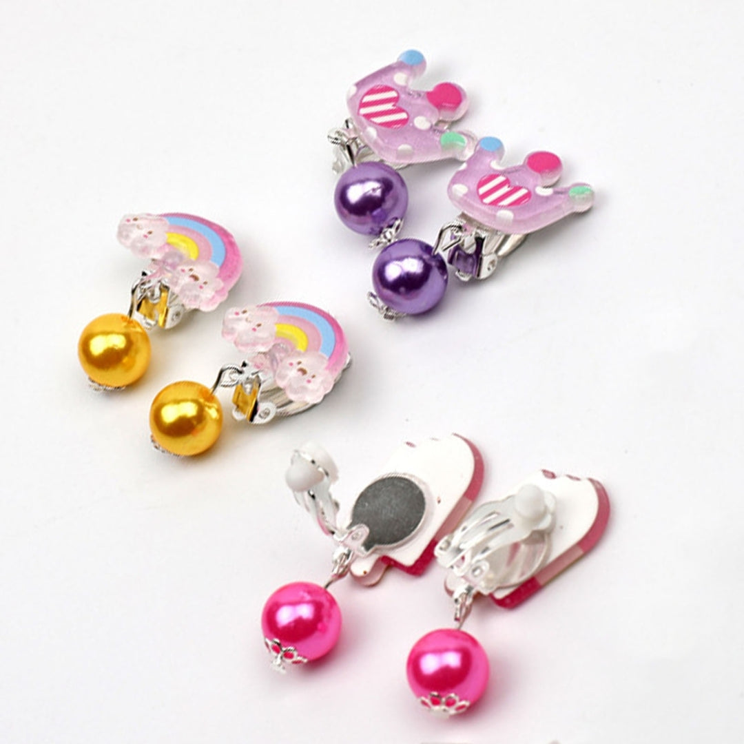 7 Pairs Creative Clip Earrings No Pierced Ears Convenient to Wear Lightweight Cartoon Ear Clip Set for Girls Image 9