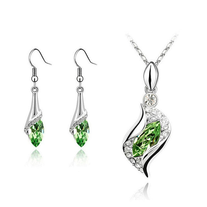 2Pcs Exquisite Workmanship Noble Necklace Earrings Set Beautiful Shining Faux Crystal Pendant Necklace Hook Earrings Image 4