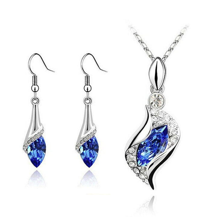 2Pcs Exquisite Workmanship Noble Necklace Earrings Set Beautiful Shining Faux Crystal Pendant Necklace Hook Earrings Image 7