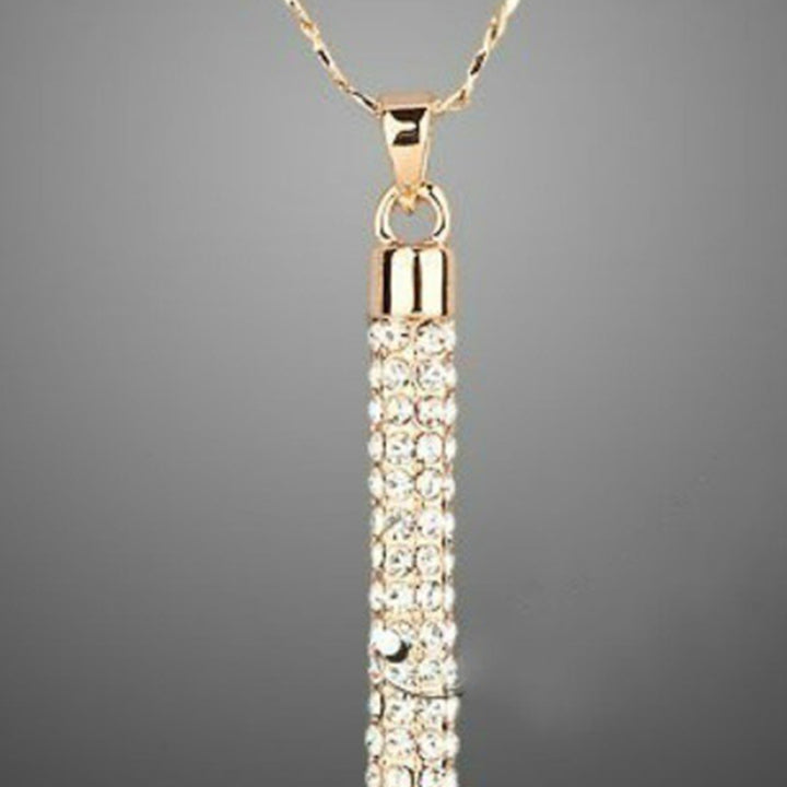 1 Set Women Necklace Earrings Cylindrical Rod Rhinestones Shiny Jewelry Set for Banquet Image 12