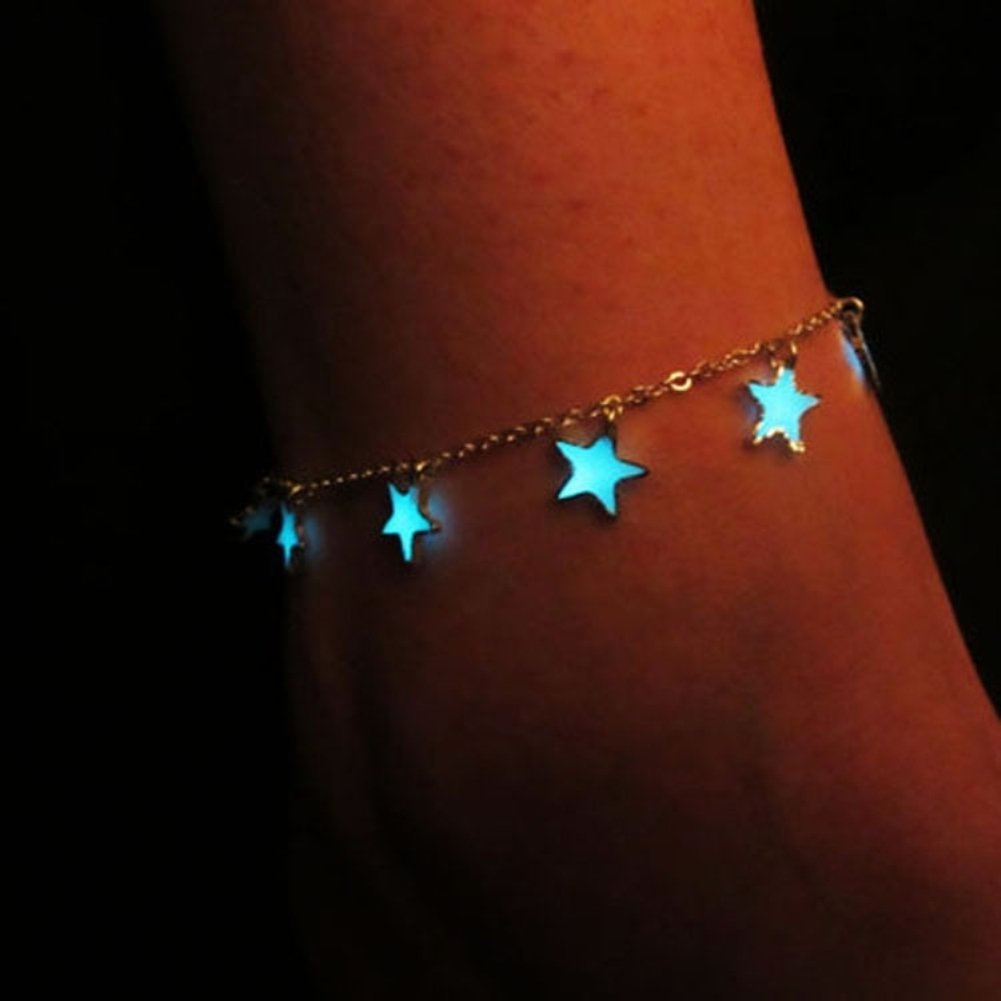 Little Star Heart Flower Glow in the Dark Ankle Bracelet Anklet Womens Jewelry Image 3