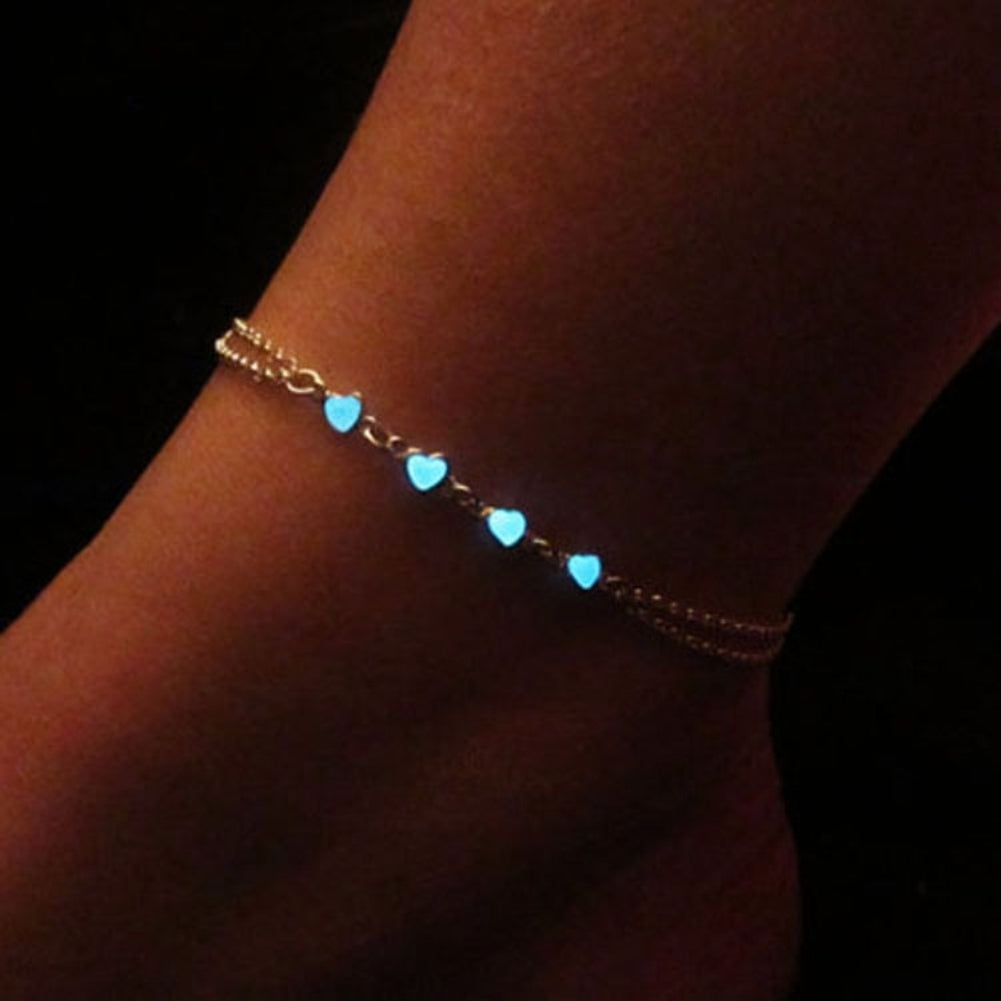 Little Star Heart Flower Glow in the Dark Ankle Bracelet Anklet Womens Jewelry Image 4