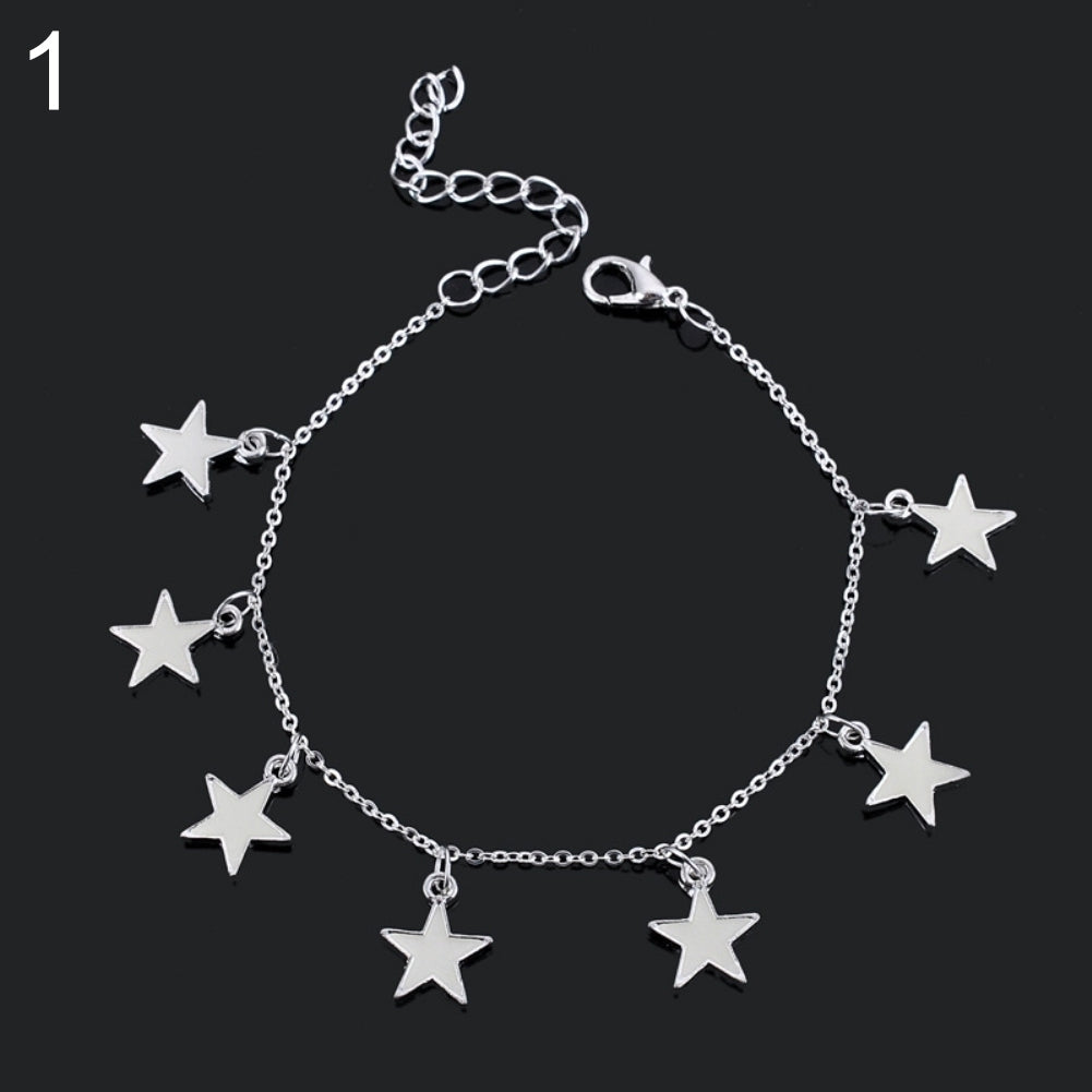 Little Star Heart Flower Glow in the Dark Ankle Bracelet Anklet Womens Jewelry Image 8
