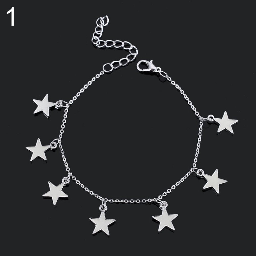 Little Star Heart Flower Glow in the Dark Ankle Bracelet Anklet Womens Jewelry Image 1