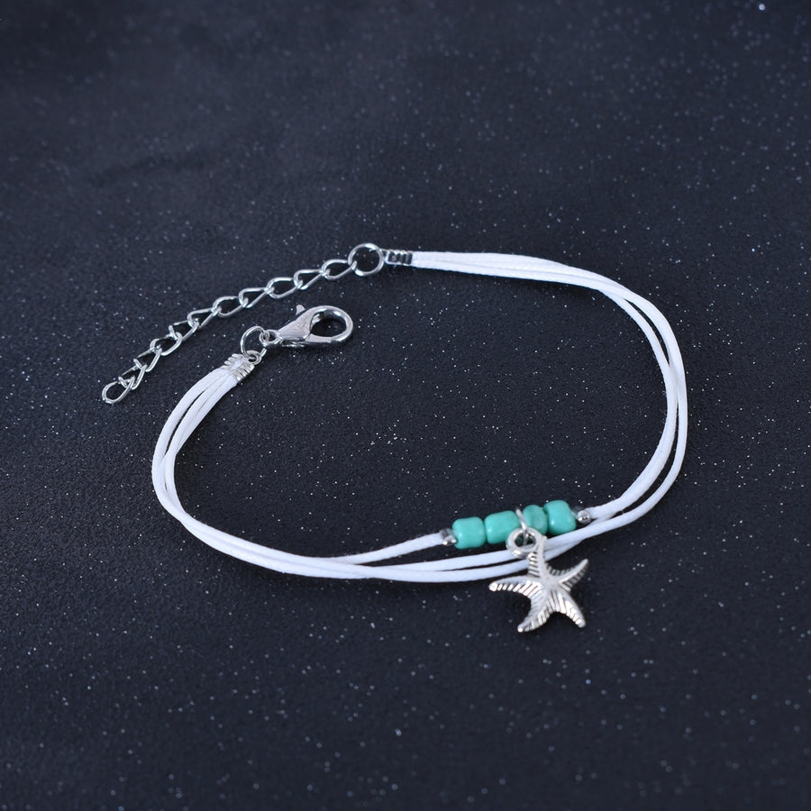 Boho Multi-layer Sea Star Pendant Beads Adjustable Anklet Women Jewelry Bracelet Image 1
