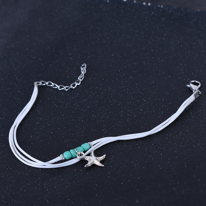 Boho Multi-layer Sea Star Pendant Beads Adjustable Anklet Women Jewelry Bracelet Image 3