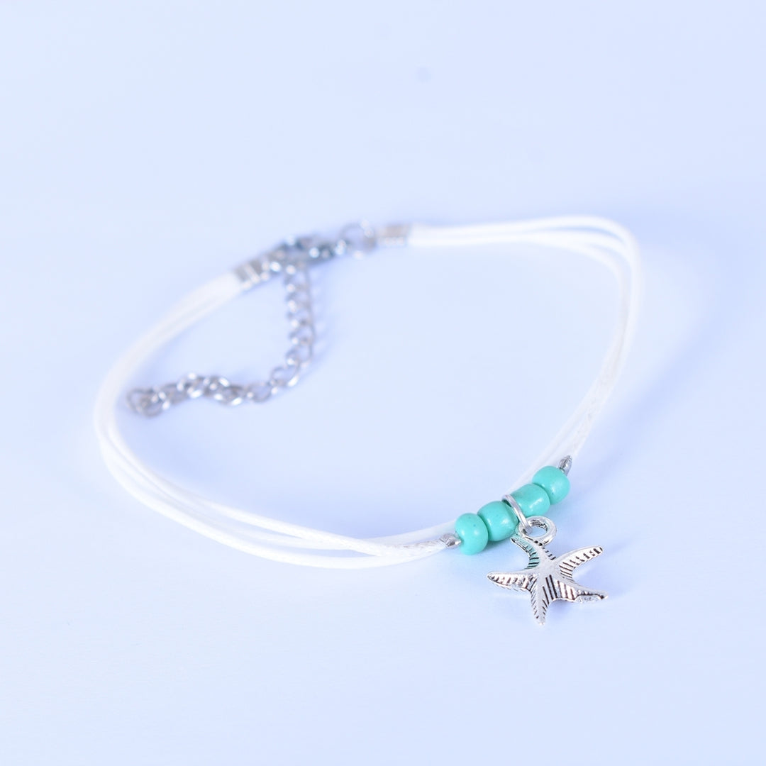 Boho Multi-layer Sea Star Pendant Beads Adjustable Anklet Women Jewelry Bracelet Image 4