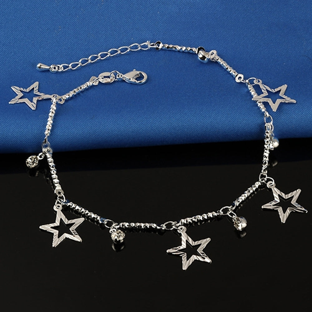 Fashion Women Pentagram Star Bell Charm Anklet Foot Chain Ankle Bracelet Gifts Image 2