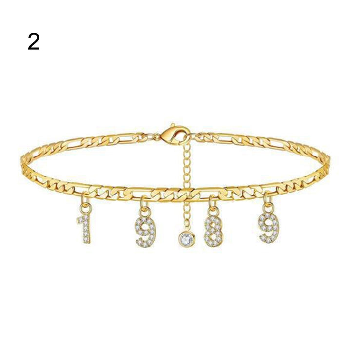 Adjustable Alloy Anklet Chain Birthday Jewelry Bracelet Year Number 1988-1996 Image 3