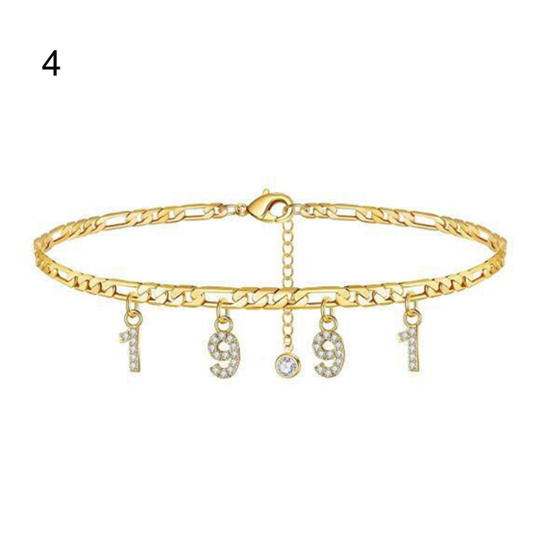 Adjustable Alloy Anklet Chain Birthday Jewelry Bracelet Year Number 1988-1996 Image 4