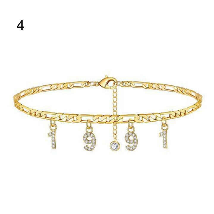 Adjustable Alloy Anklet Chain Birthday Jewelry Bracelet Year Number 1988-1996 Image 1