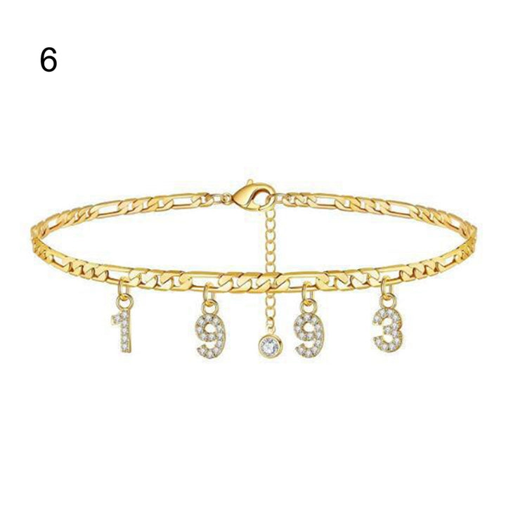 Adjustable Alloy Anklet Chain Birthday Jewelry Bracelet Year Number 1988-1996 Image 7