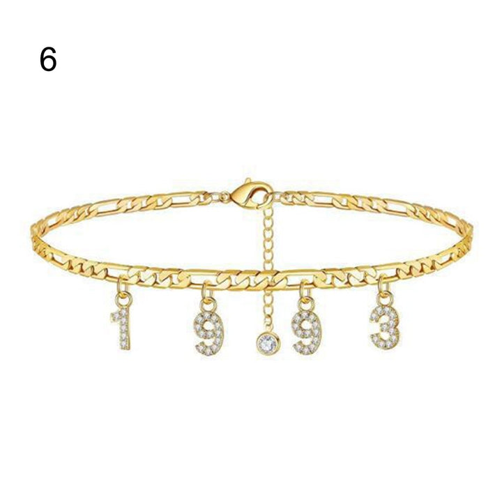 Adjustable Alloy Anklet Chain Birthday Jewelry Bracelet Year Number 1988-1996 Image 1