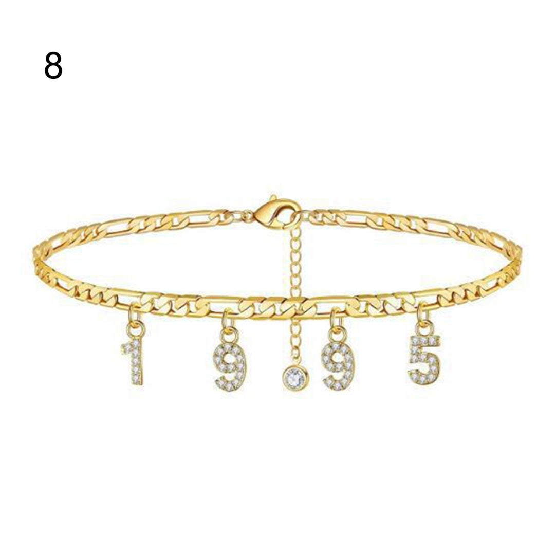 Adjustable Alloy Anklet Chain Birthday Jewelry Bracelet Year Number 1988-1996 Image 9