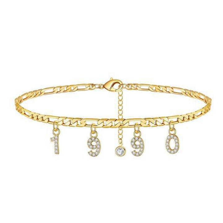 Adjustable Alloy Anklet Chain Birthday Jewelry Bracelet Year Number 1988-1996 Image 12