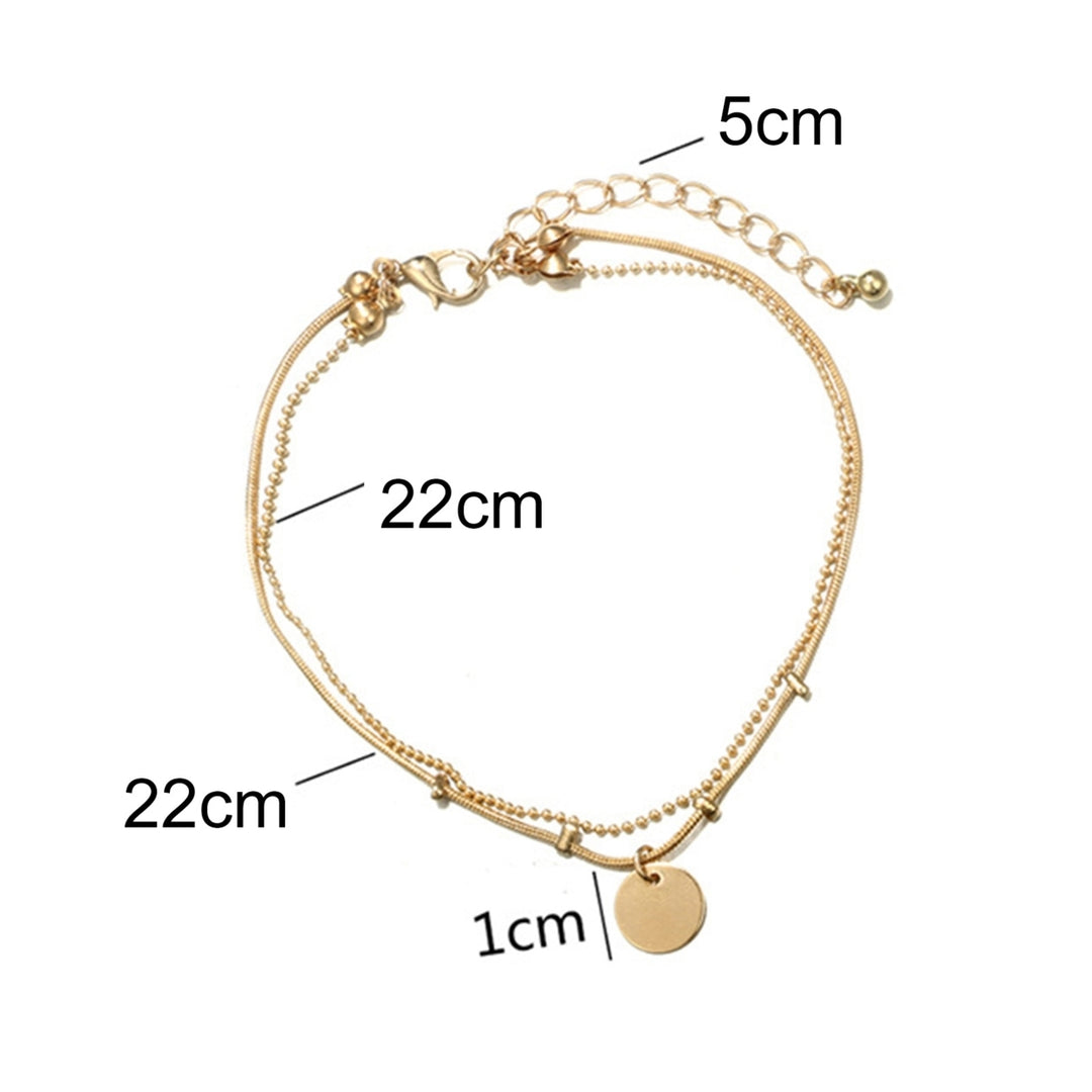 Double Layered Round Pendant Women Anklet Alloy Adjustable Exquisite Chain Anklet Foot Jewelry Image 4