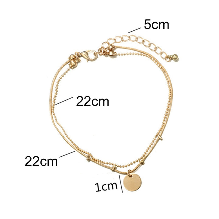 Double Layered Round Pendant Women Anklet Alloy Adjustable Exquisite Chain Anklet Foot Jewelry Image 4