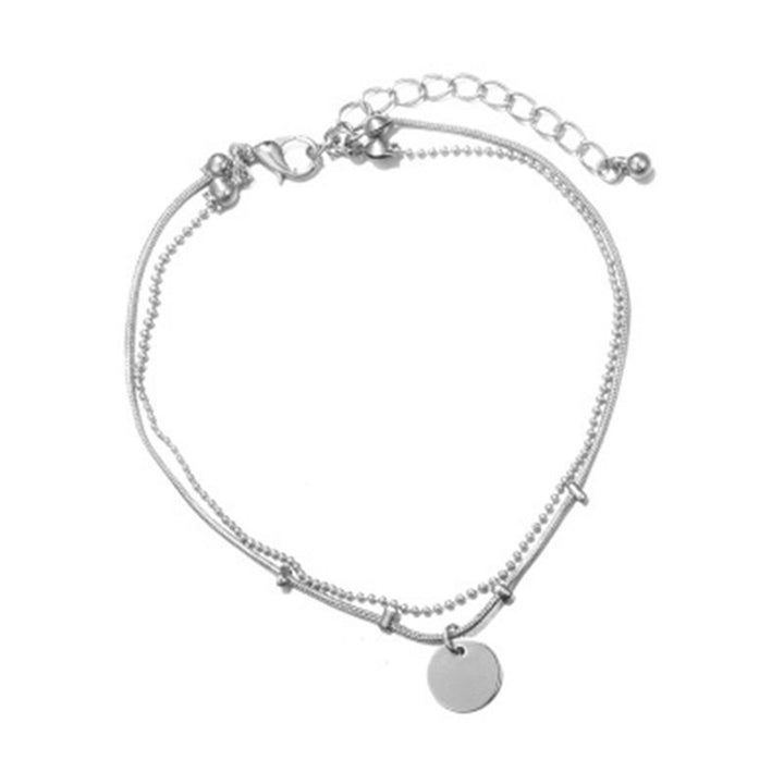 Double Layered Round Pendant Women Anklet Alloy Adjustable Exquisite Chain Anklet Foot Jewelry Image 12