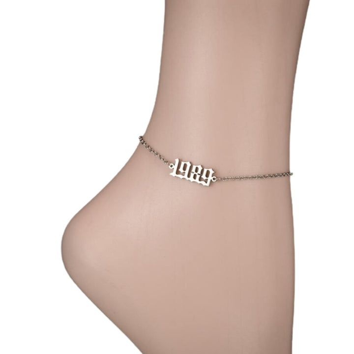 Women Anklet 1980-2000 Number Adjustable Stainless Steel Lobster Clasp All Match Anklet for Beach Image 11