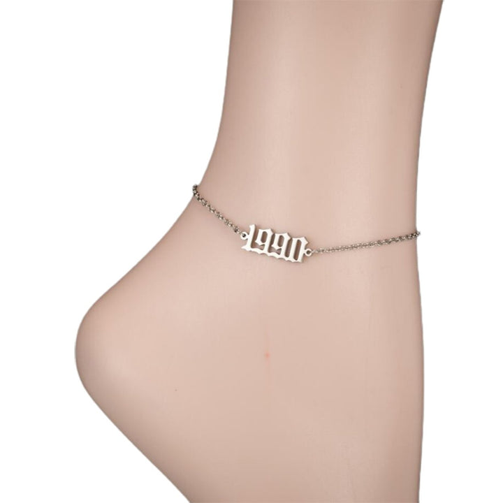 Women Anklet 1980-2000 Number Adjustable Stainless Steel Lobster Clasp All Match Anklet for Beach Image 1