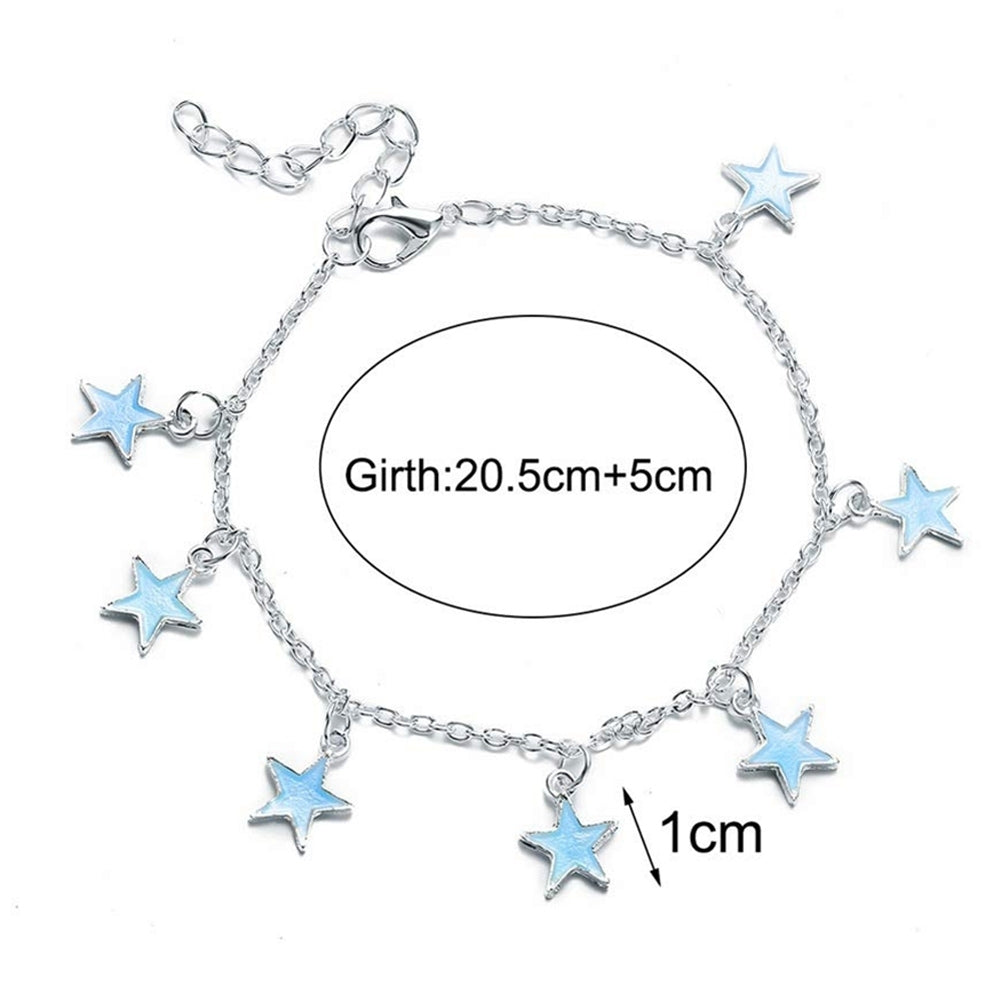 Women Elegant Beach Luminous Blue Star Pendant Anklets Bracelets Jewelry Gift Image 3