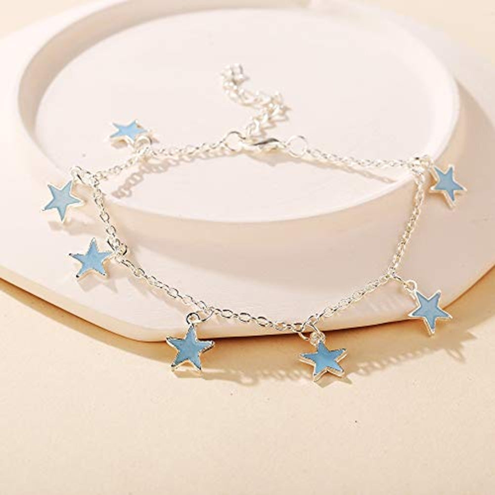 Women Elegant Beach Luminous Blue Star Pendant Anklets Bracelets Jewelry Gift Image 4