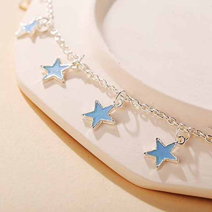 Women Elegant Beach Luminous Blue Star Pendant Anklets Bracelets Jewelry Gift Image 6