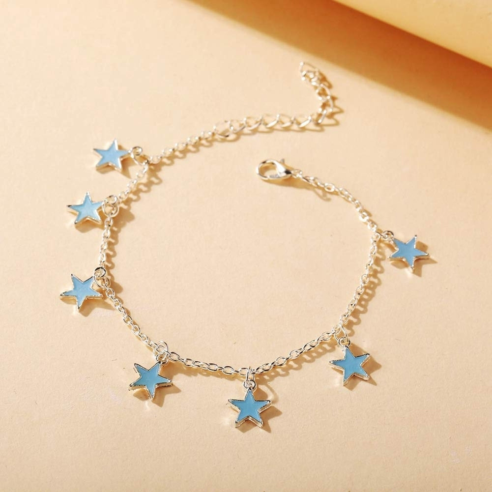 Women Elegant Beach Luminous Blue Star Pendant Anklets Bracelets Jewelry Gift Image 7