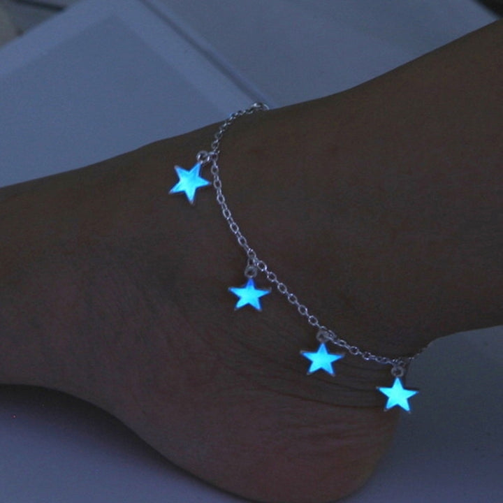 Women Elegant Beach Luminous Blue Star Pendant Anklets Bracelets Jewelry Gift Image 10