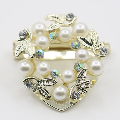 Elegant Faux Pearl Rhinestone Scarf Ring Silk Scarf Buckle Clip Fashion Jewelry Image 1
