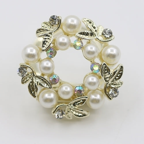 Elegant Faux Pearl Rhinestone Scarf Ring Silk Scarf Buckle Clip Fashion Jewelry Image 2