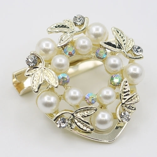 Elegant Faux Pearl Rhinestone Scarf Ring Silk Scarf Buckle Clip Fashion Jewelry Image 3