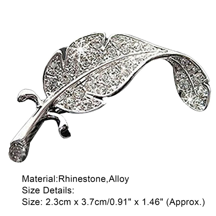 Women Fashion Leaf Silver Tone Rhinestone Brooch Pin Image 10