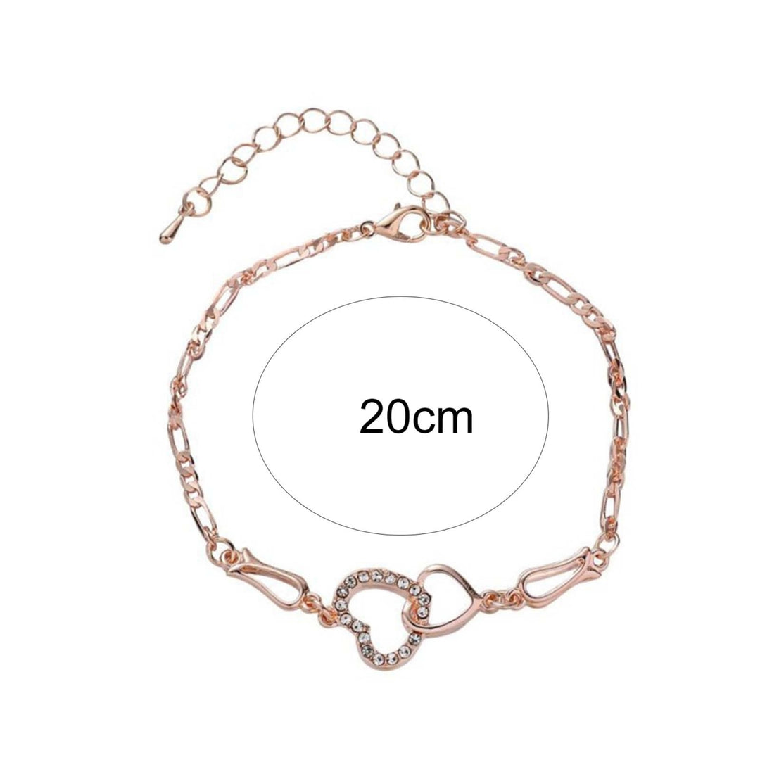 Hollow Extended Chain Women Anklet Adjustable Rhinestone Double Heart-shaped Anklet Fashion Jewelry Image 8