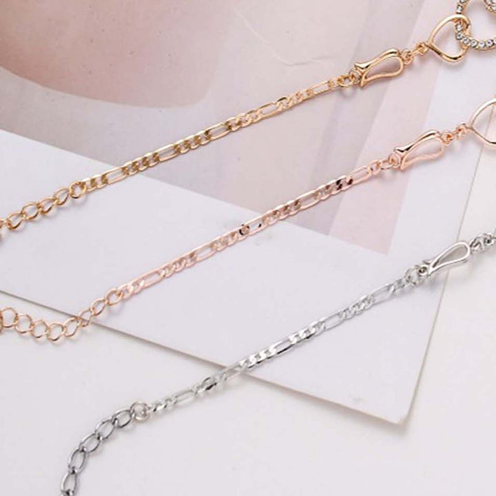 Hollow Extended Chain Women Anklet Adjustable Rhinestone Double Heart-shaped Anklet Fashion Jewelry Image 12