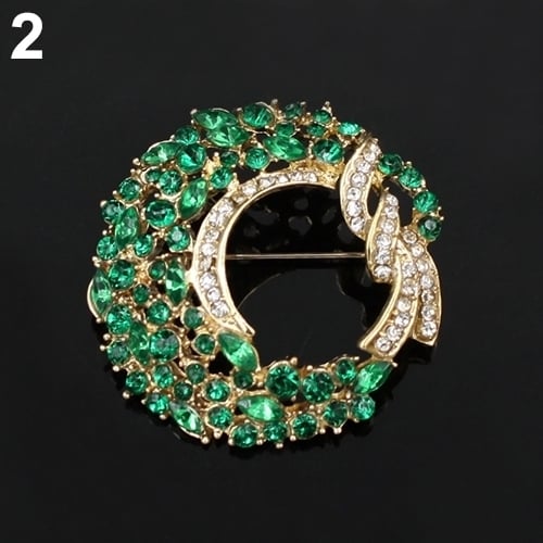 Women Fashion Elegant Luxury Moon Flower Alloy Inlaid Rhinestones Brooch Pin Image 1