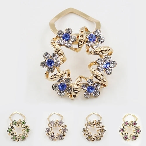 Lady Girl Luxury Elegant Rhinestone Flower Garland Scarf Clip Brooch Pin Jewelry Image 2