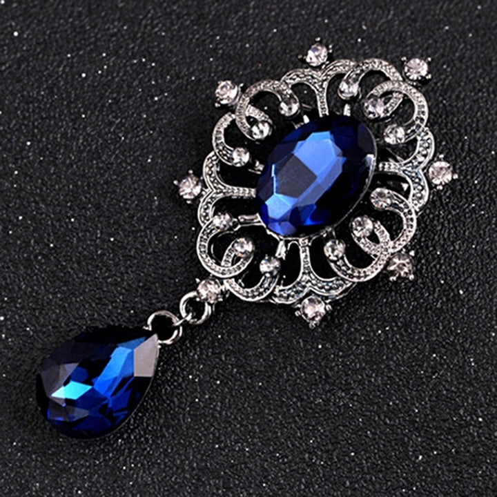 Womens Luxury Rhinestone Alloy Brooch Pin Large Waterdrop Pendent Party Jewelry Image 9