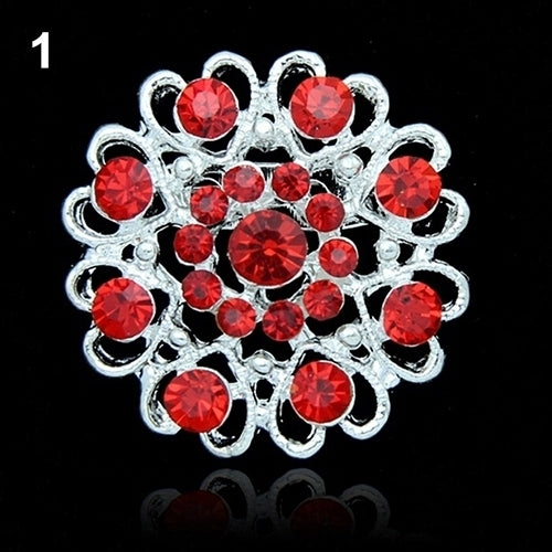 Rhinestone Crystal Brooch Hollow Out Collar Pin Silver Plated Flower Jewelry Image 6