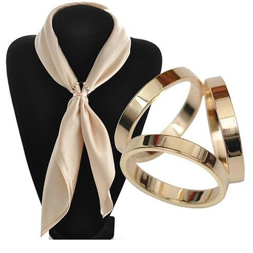 Fashion Rose Gold Plated Trio Scarf Ring Silk Scarf Buckle Clip Slide Jewelry Image 1