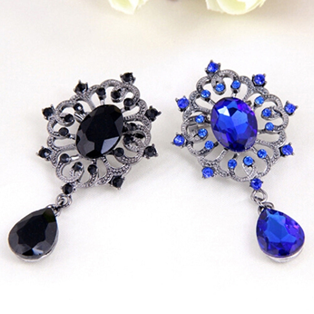 Womens Luxury Rhinestone Alloy Brooch Pin Large Waterdrop Pendent Party Jewelry Image 10