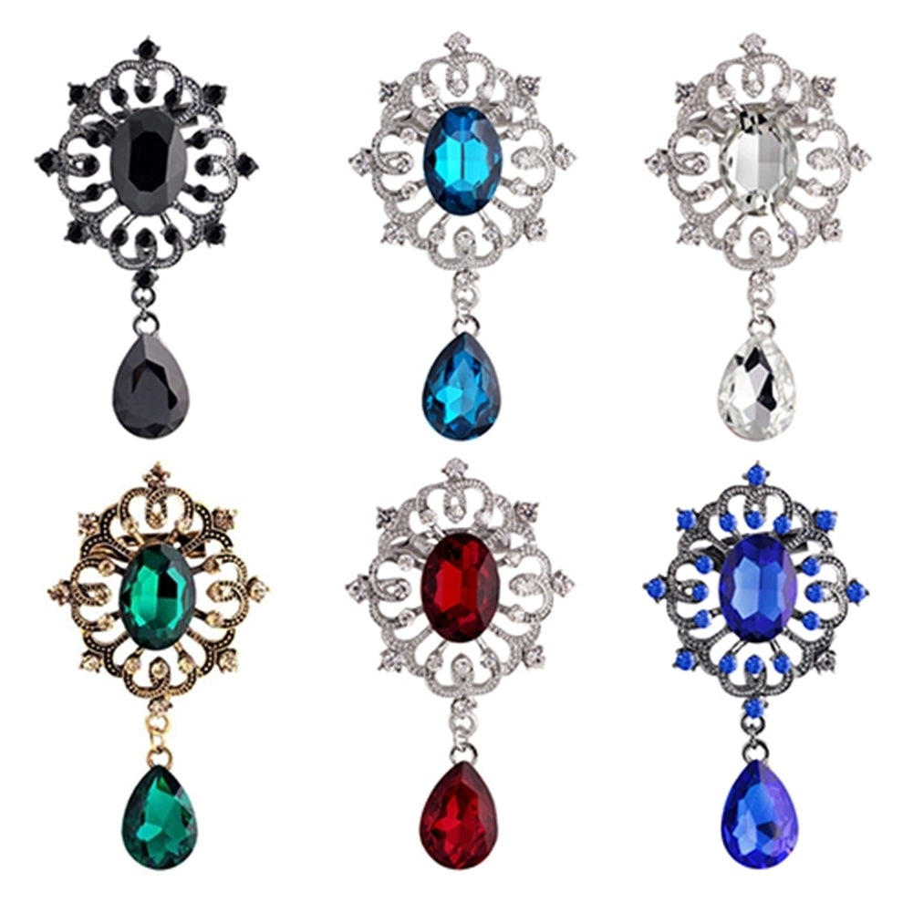 Womens Luxury Rhinestone Alloy Brooch Pin Large Waterdrop Pendent Party Jewelry Image 11