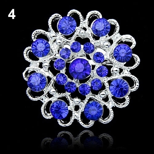 Rhinestone Crystal Brooch Hollow Out Collar Pin Silver Plated Flower Jewelry Image 9