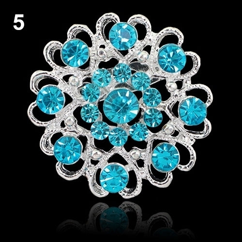 Rhinestone Crystal Brooch Hollow Out Collar Pin Silver Plated Flower Jewelry Image 10