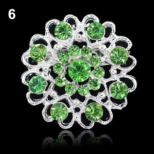 Rhinestone Crystal Brooch Hollow Out Collar Pin Silver Plated Flower Jewelry Image 11